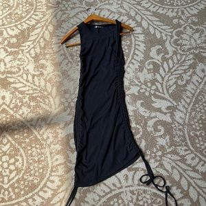 Black mid length side tie dress